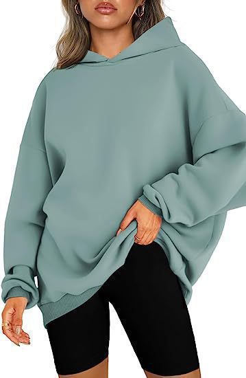 Damen nan Oversize-Kapuzenpullover im Longline-Schnitt mit Raglanärmeln und weichem Innenfutter EB