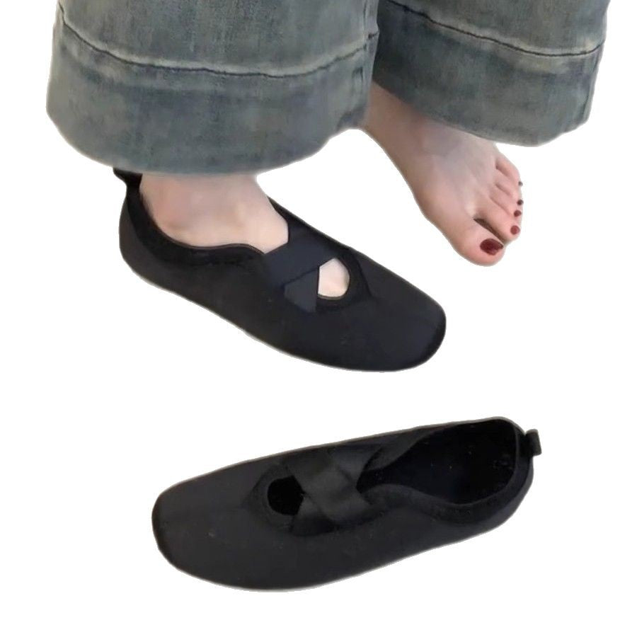 Damen elegante Ballerinas mit kreuzendem Riemen und komfortablem Fußbett EB
