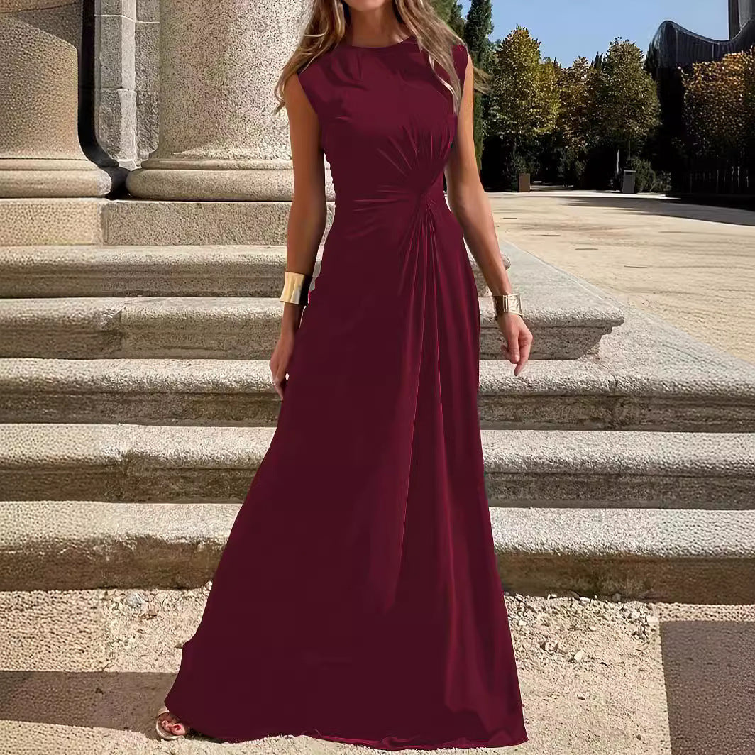 EB | Elegantes Langkleid mit Langen Ärmeln, Revers und Unifarbenem V-Ausschnitt für Damen