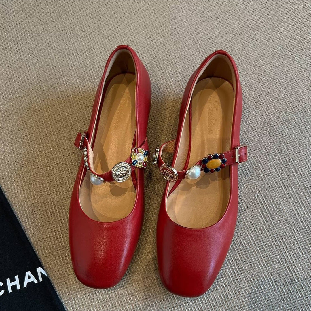 Damen Ballerina-Schuhe mit dekorativer Schnalle und elegantem Design EB