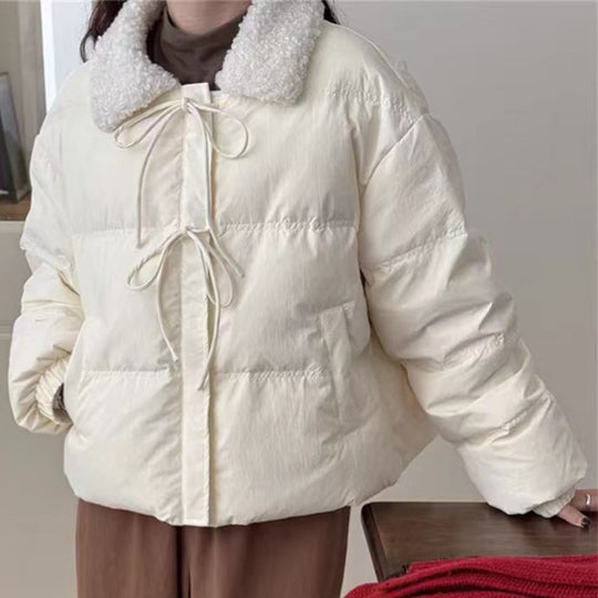 Damen Trendige Steppjacke mit Teddykragen und praktischen Taschen EB