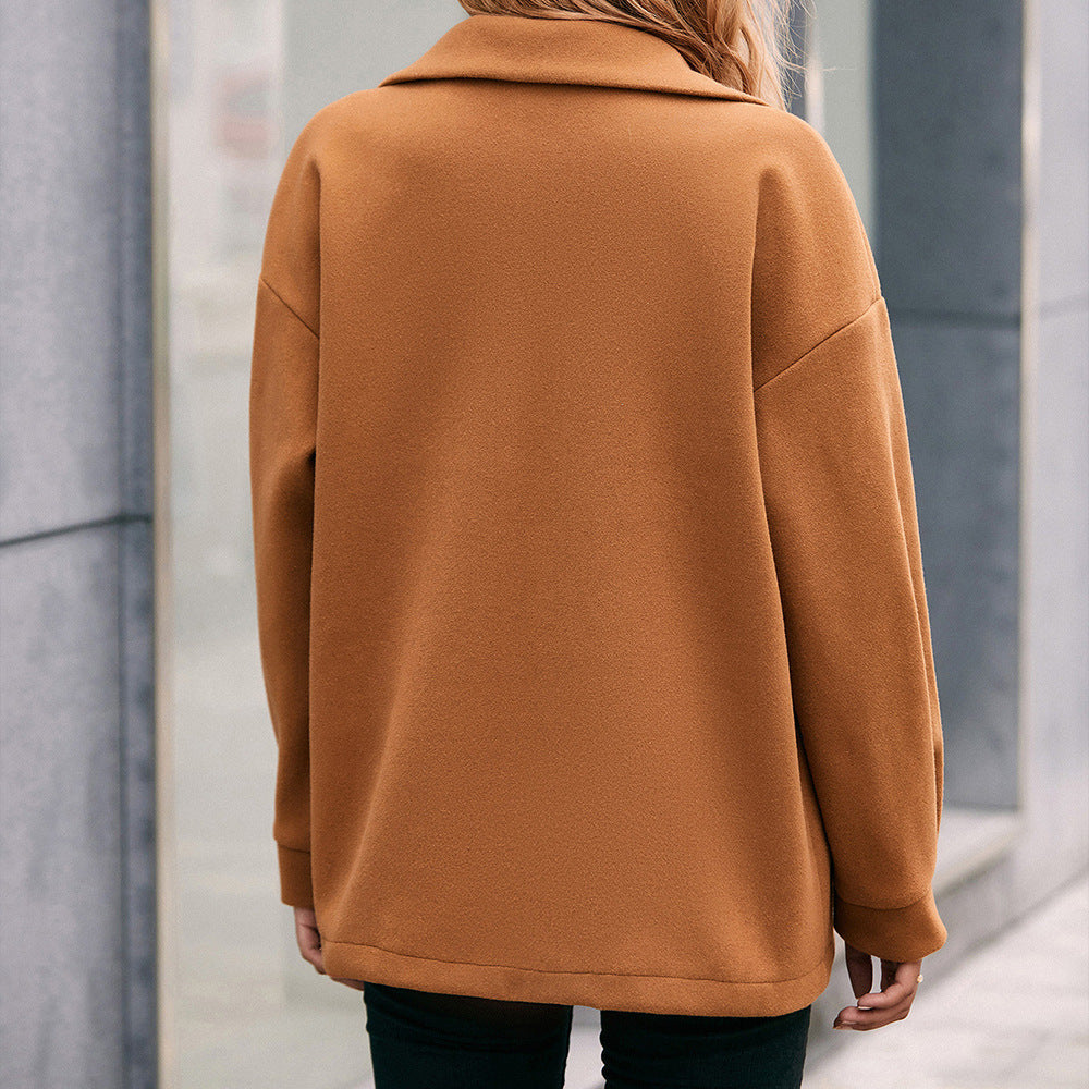 Damen Oversized Shirtjacke aus weichem Material mit praktischen Taschen EB
