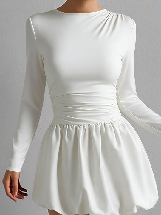 Damen Figurumspielendes Kleid mit langen Ärmeln und gerafftem Saum EB