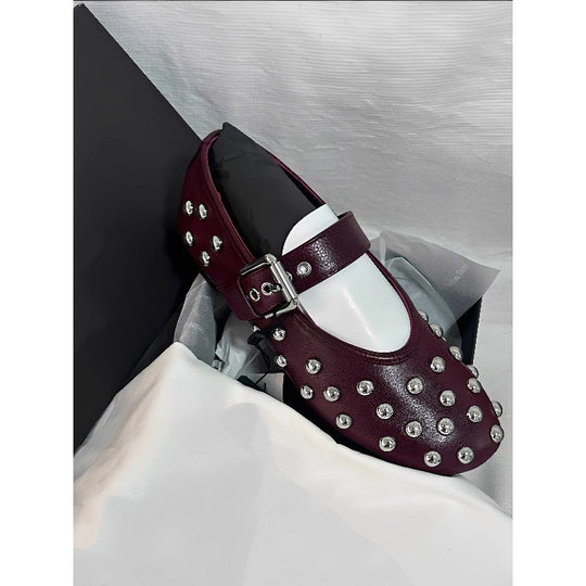 Damen Ballerinas mit dekorativen Metallic-Nieten EB