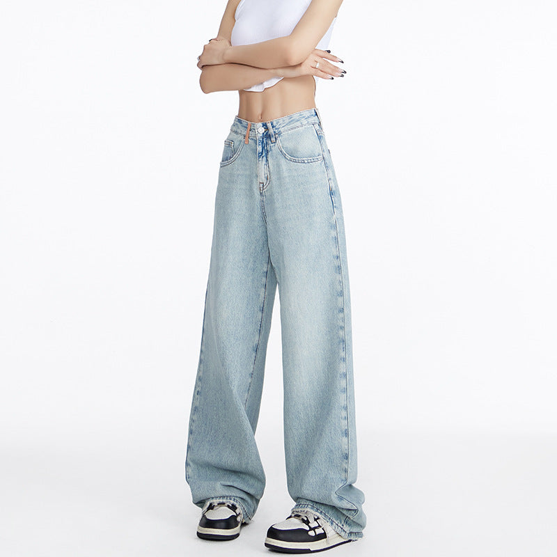 Damen weite Jeans im lässigen Stil mit hohem Bund und komfortablem Schnitt EB