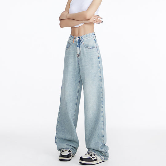 Damen weite Jeans im lässigen Stil mit hohem Bund und komfortablem Schnitt EB
