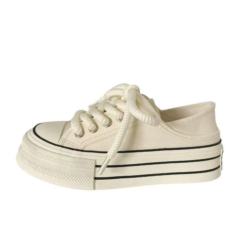Damen Plateau-Sneaker mit elastischen Schnürsenkeln und robustem Profil EB