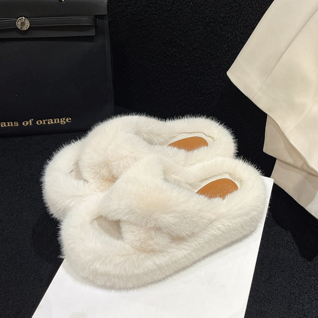 Damen Flauschige Fleece-Pantoletten mit weichem Innenfutter und modernem Design EB
