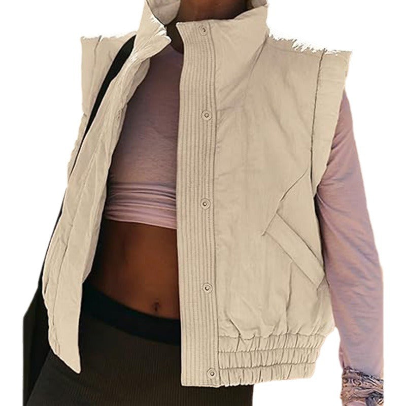 Damen Weste mit Steppdetails und hoher Kragenlinie EB