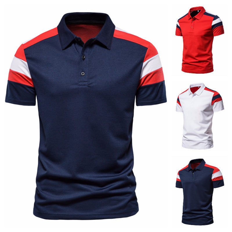 Herren Poloshirt mit modernem Farbblockdesign und atmungsaktiver Baumwollmischung EB
