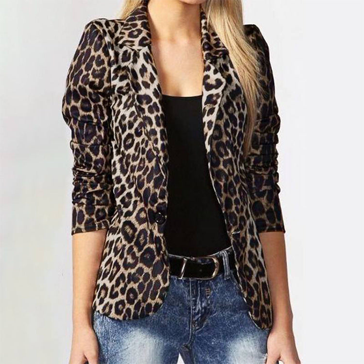 Damen Modischer Blazer mit Animal-Print EB