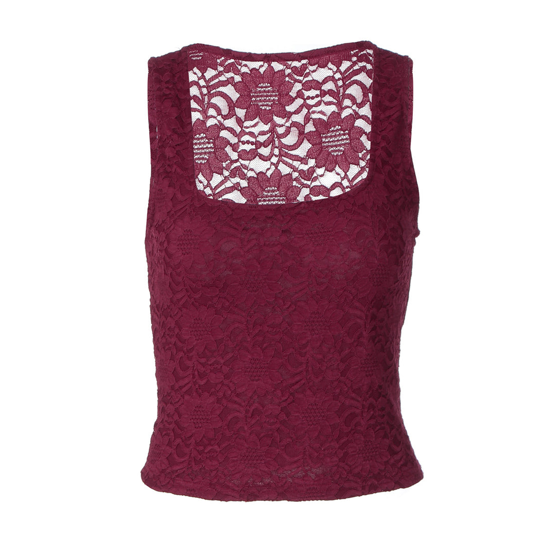 Damen Spitzentop mit quadratischem Ausschnitt und figurbetontem Schnitt EB