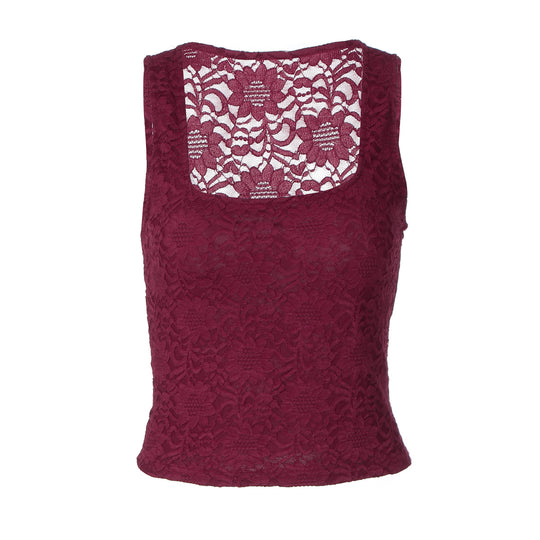 Damen Spitzentop mit quadratischem Ausschnitt und figurbetontem Schnitt EB
