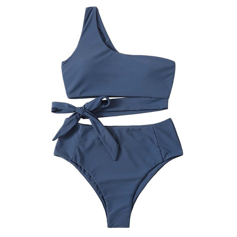Damen Einseitiger Bikini mit trendigem Wickel-Design EB