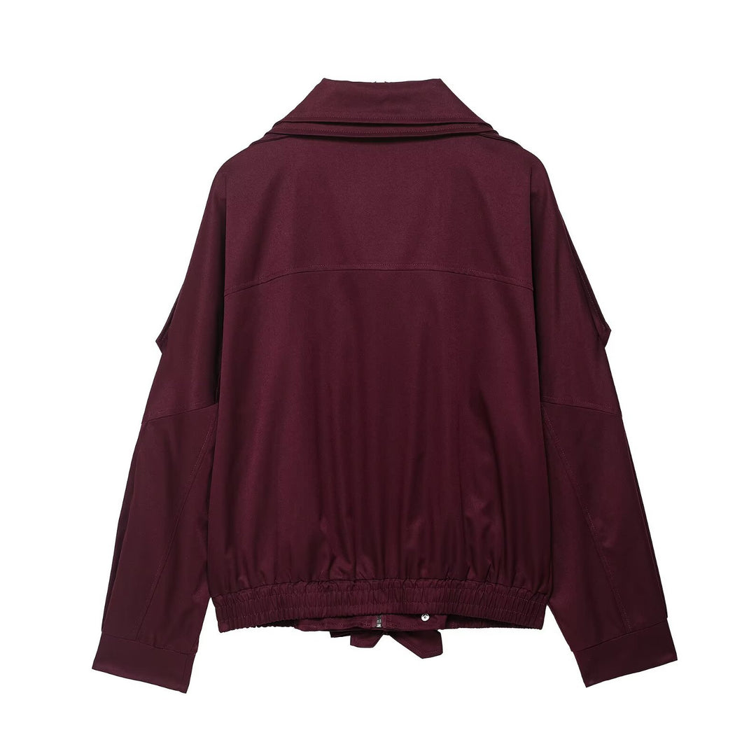 Damen modische Übergangsjacke mit seitlichem Reißverschluss und taillierbarem Kordelzug EB