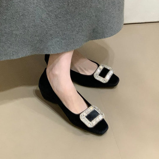 Damen elegante Ballerinas mit funkelnder Schnallenverzierung EB