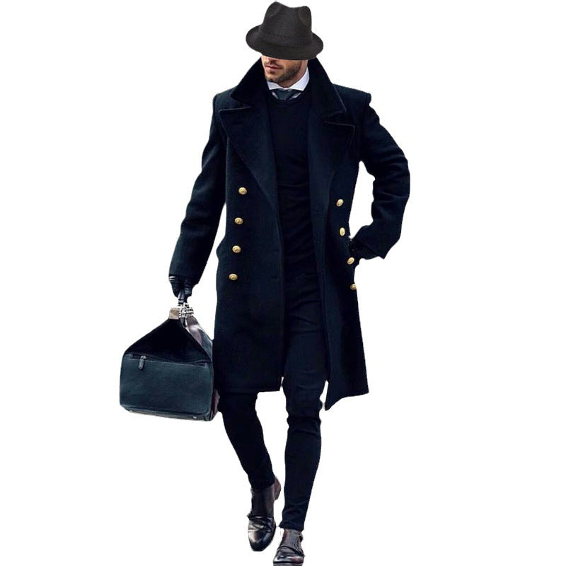 Herren Eleganter Mantel mit goldenen Knöpfen EB