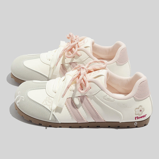 Damen Sportliche Retro Sneakers mit floralem Muster und bequemer Dämpfung EB