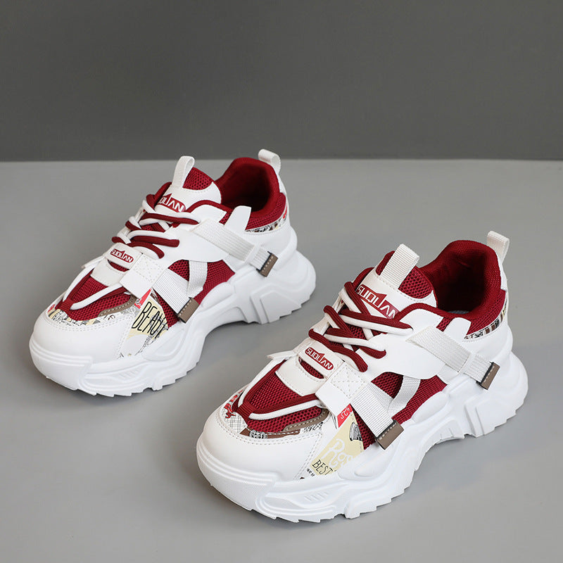 Damen modische Chunky Sneakers mit atmungsaktivem Obermaterial und dämpfendem Profil EB