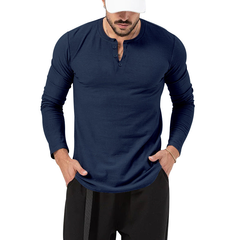 Herren Langarm-Henley-Shirt mit hochwertiger Baumwollmischung und modischen Knopfdetails EB