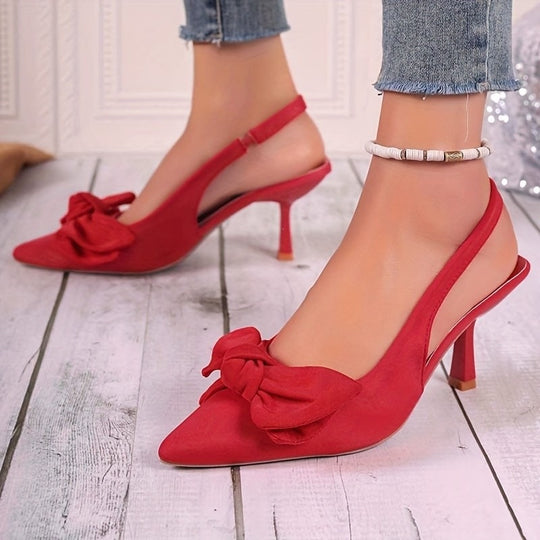 Damen elegante Slingback-Pumps mit dekorativem Schleifen-Detail EB