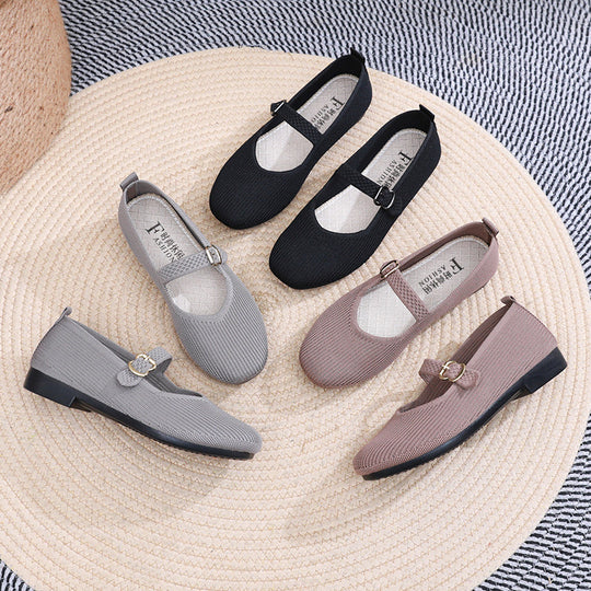Damen elegante Ballerinas mit verstellbarem Riemen EB