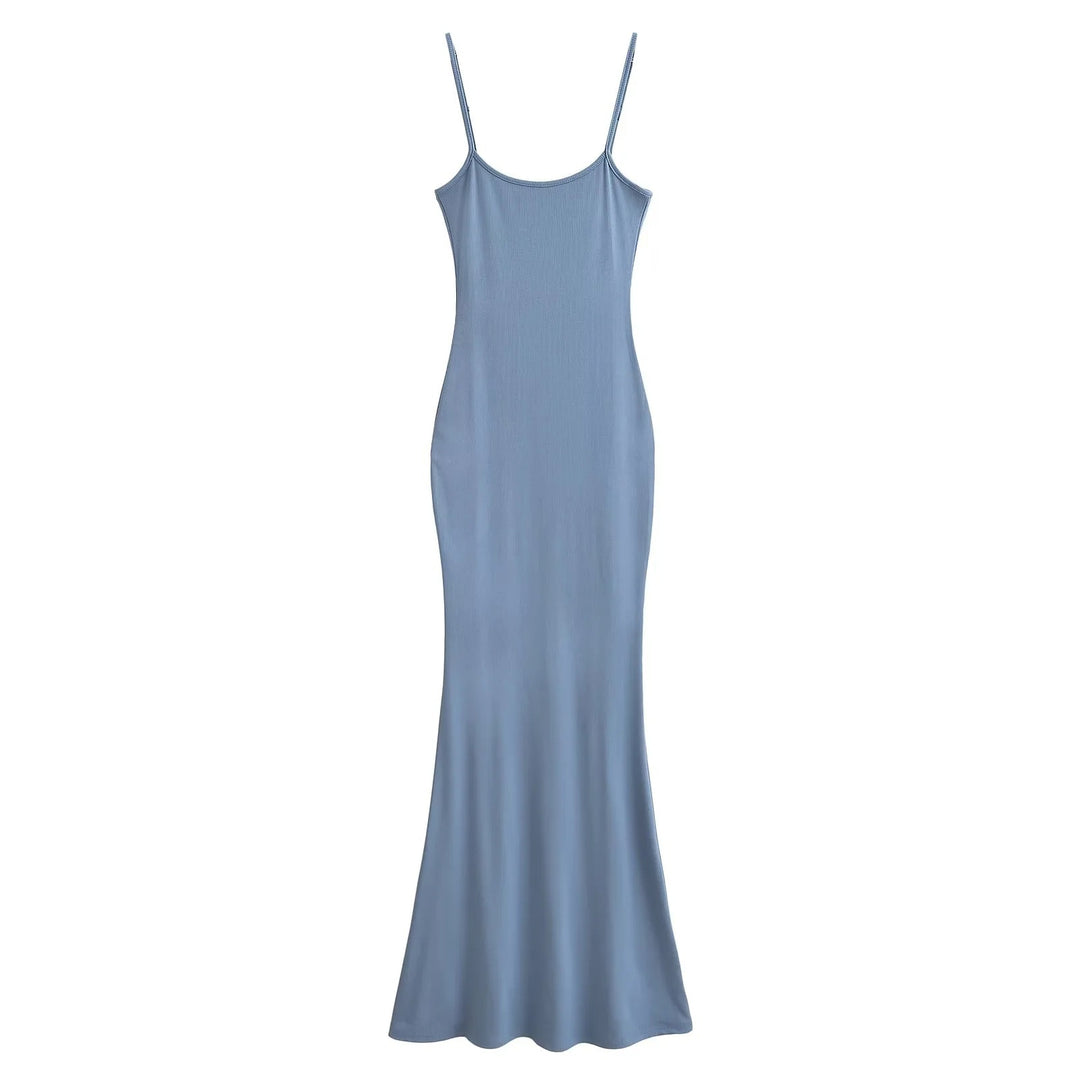 Damen figurbetontes Träger-Maxikleid aus Jersey