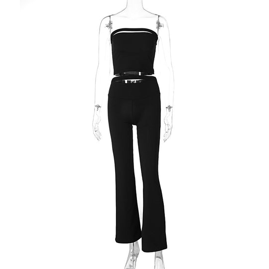 Damen Modisches Zweiteiliges Set mit Flared Leggings EB