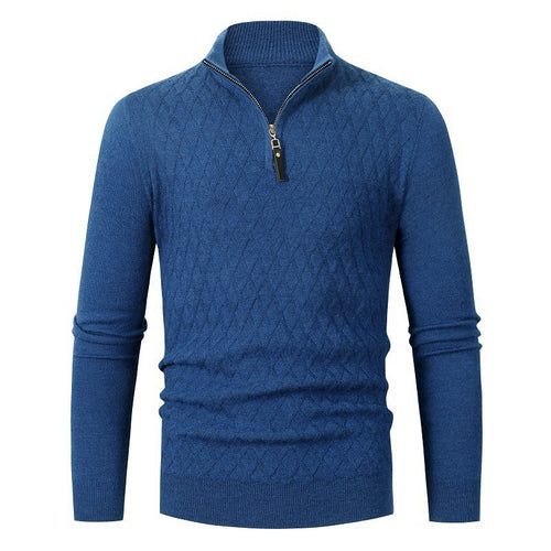 Herren Strickpullover mit modernem Rautenmuster und Reißverschluss EB