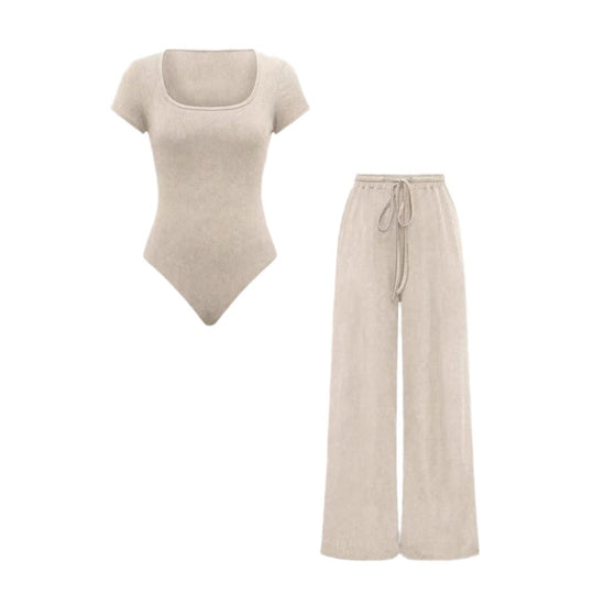 Damen lässiger Jumpsuit mit kurzer Arm und weitem Bein EB