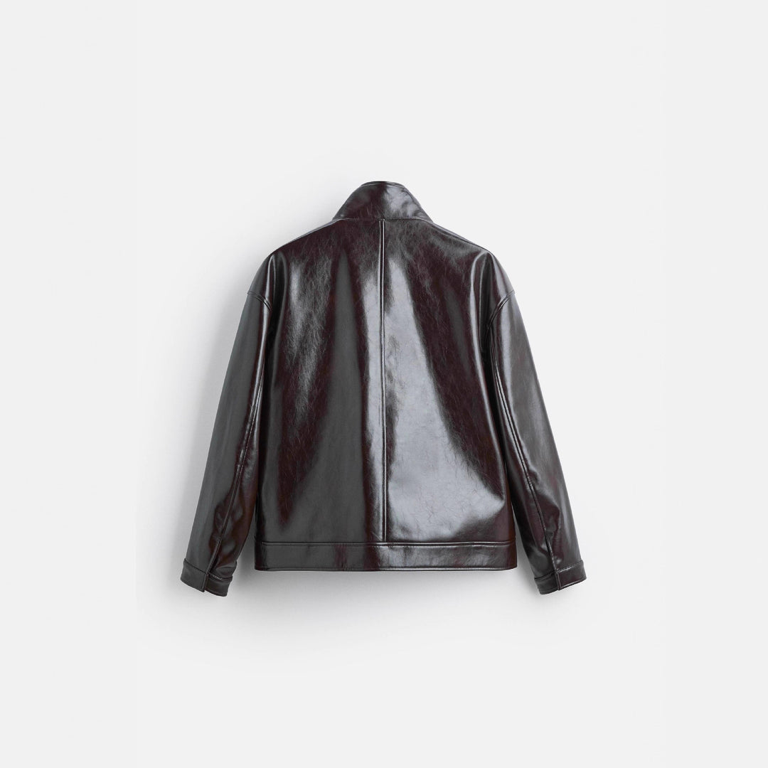 Damen Kunstlederjacke mit luxuriösen großen Taschen EB