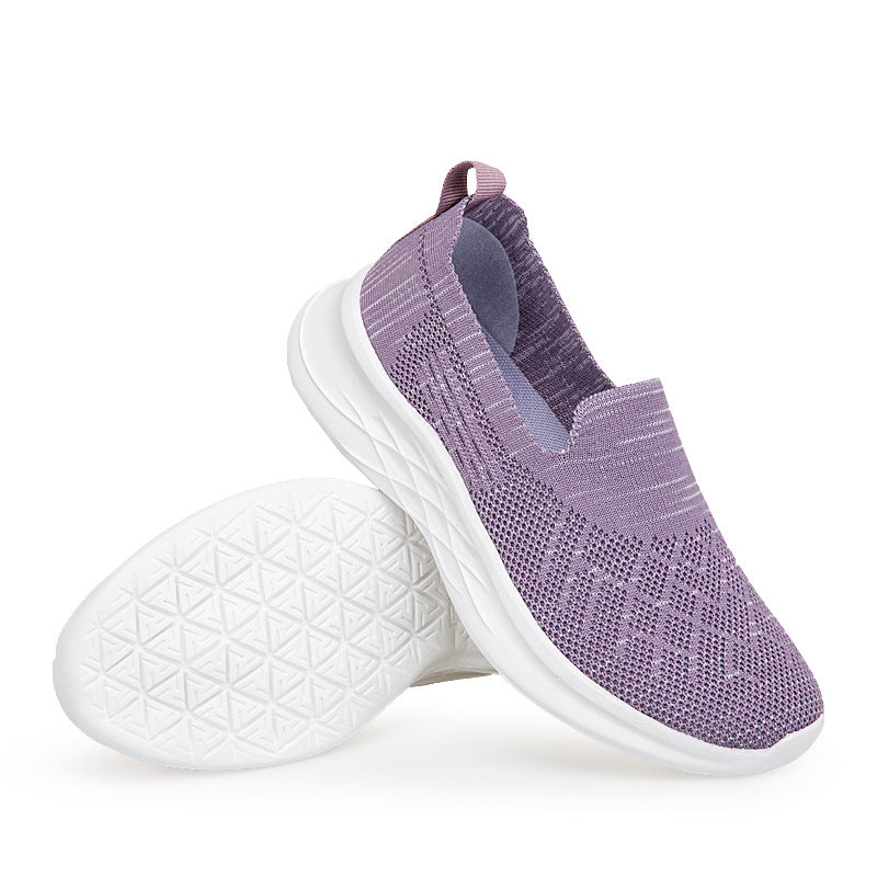 Damen Komfortable Slip-On Laufschuhe mit atmungsaktiver Strickoberfläche EB