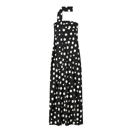 Damen Maxikleid mit asymmetrischem Trägerdesign und modernem Punkte-Muster EB