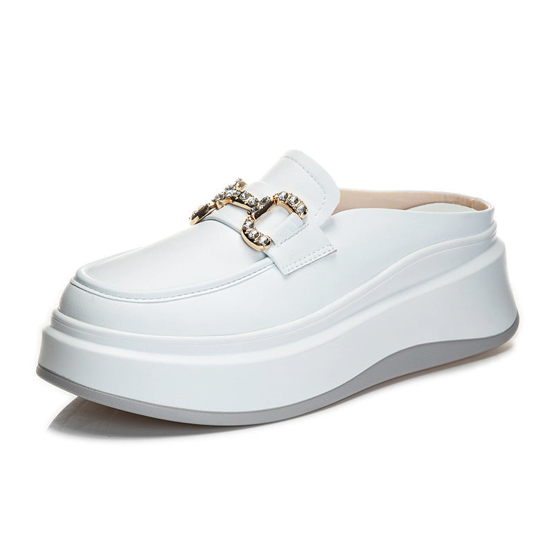 Damen elegante Plateau Clogs mit modischer Schnallen-Applikation EB
