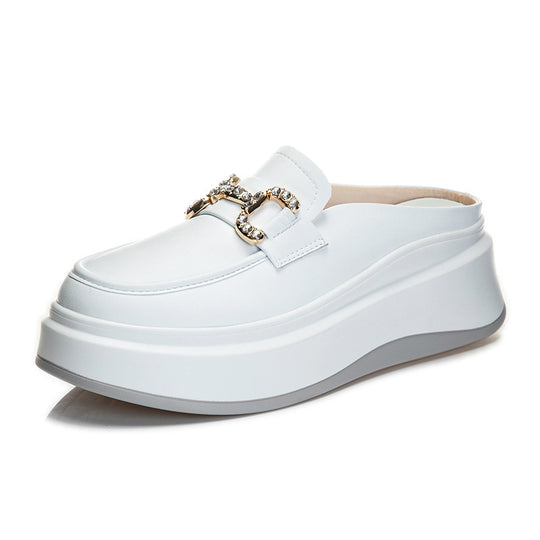 Damen elegante Plateau Clogs mit modischer Schnallen-Applikation EB