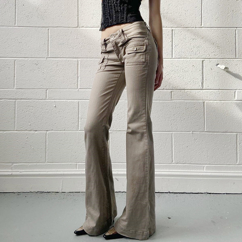 Damen Flared Cargo-Hose mit modischem Schnitt und praktischen Taschen EB