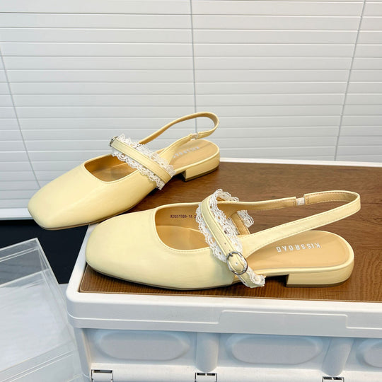 Damen Slingback Ballerinas mit zarter Spitzenverzierung und komfortablem Fußbett EB
