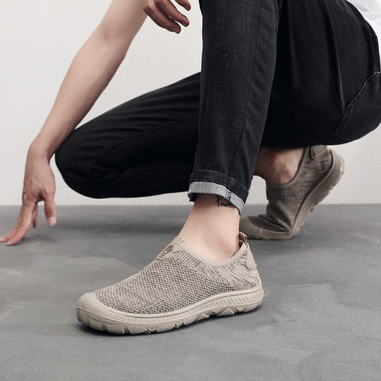 Damen atmungsaktive Slip-On Sneakers mit elastischem Einsatz EB