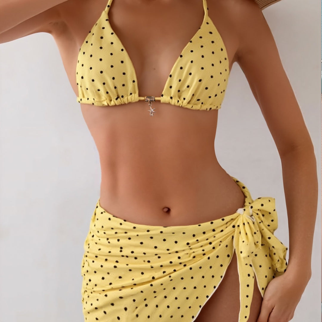 Damen Triangel-Bikini mit verstellbaren Trägern und elegantem Ringdetails EB