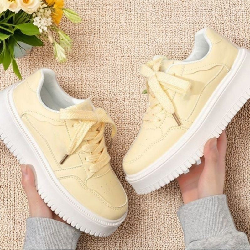 Damen Modische Sneakers mit dicker Sohle und atmungsaktiver Oberflächenstruktur EB