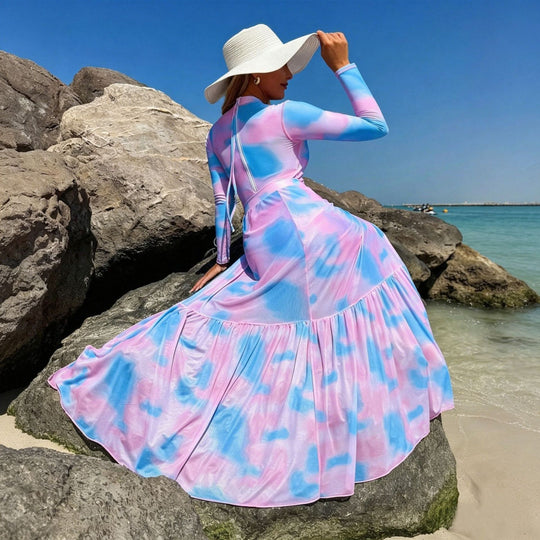 Damen Langärmliges Maxikleid EB