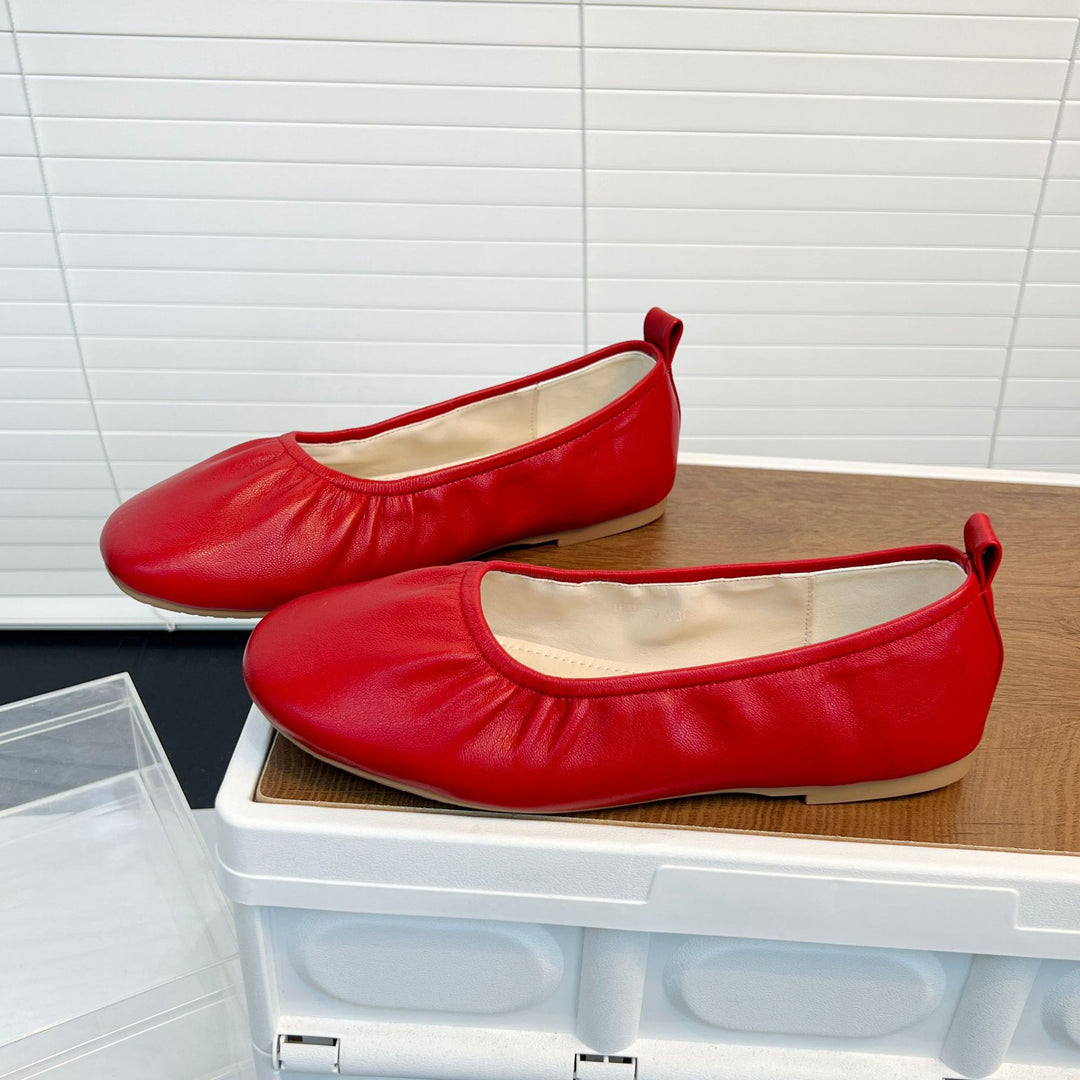 Damen Ballerinas aus feinem Leder mit elastischem Riemen EB