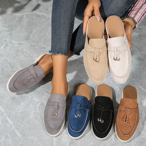 Damen Bequeme Slip-On Mokassins mit eleganter Schnallen-Applikation EB