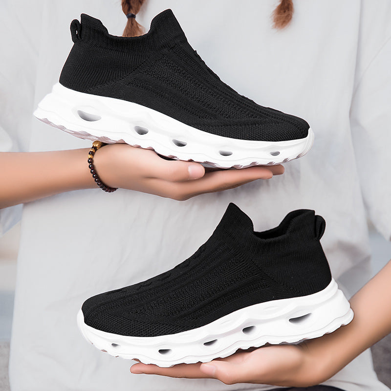 Damen Sportliche Strick-Sneaker mit elastischem Schaft und rutschfester Sohle EB