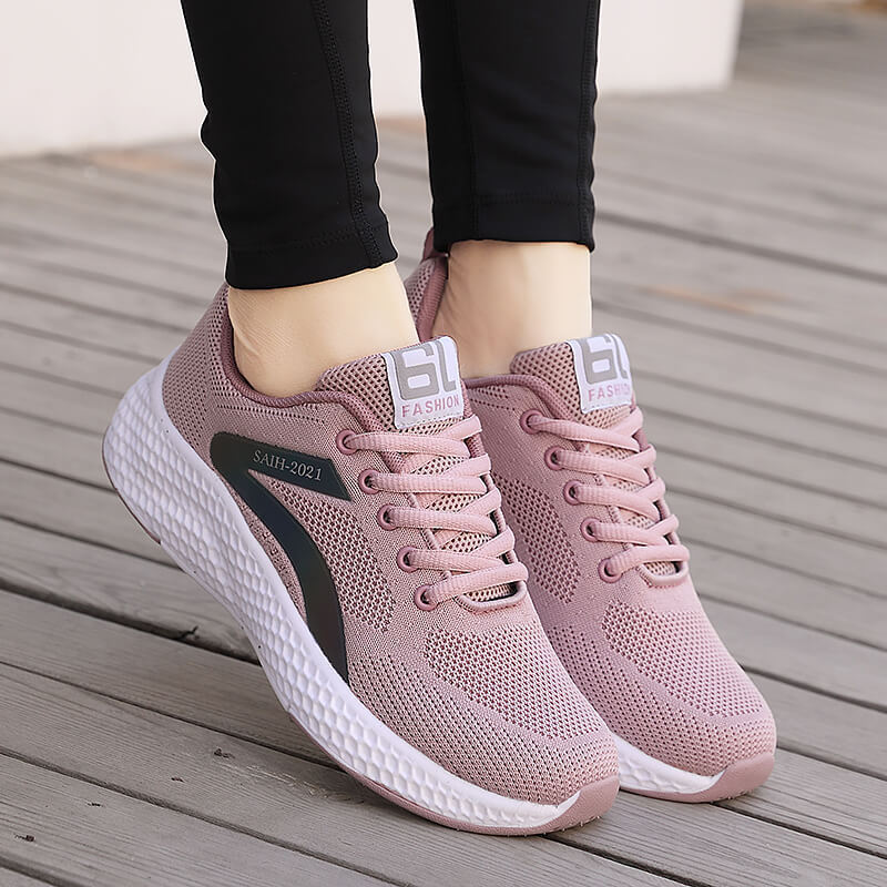 Damen Sportliche Mesh-Sneaker mit dämpfender Sohle und atmungsaktiver Konstruktion EB