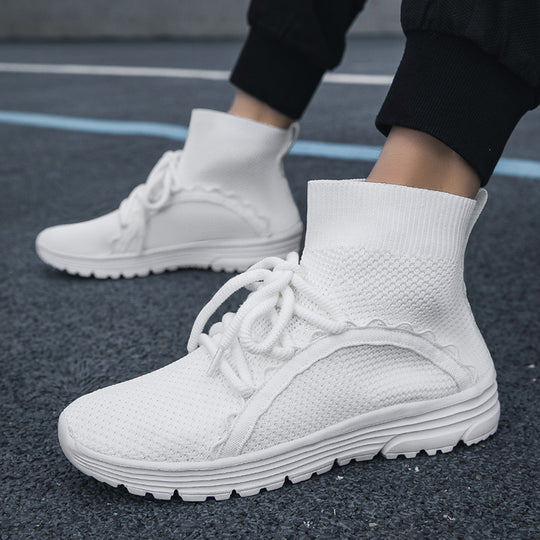 Damen Hochschuh Sneaker mit atmungsaktivem Obermaterial und innovativem Schnürsystem EB