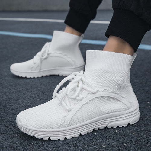 Damen Hochschuh Sneaker mit atmungsaktivem Obermaterial und innovativem Schnürsystem EB