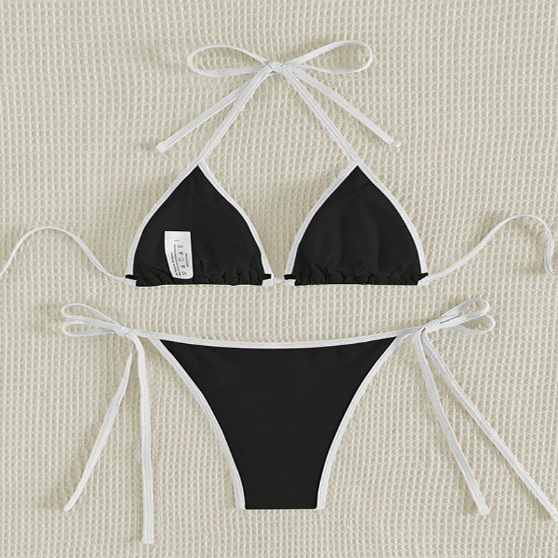 Damen Triangel-Bikini mit verstellbaren Bindebändern und glamourösen Akzenten EB