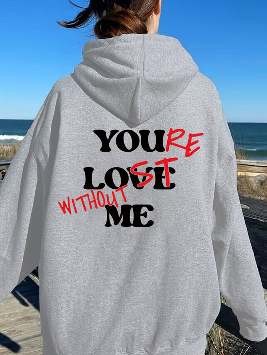 Damen Oversized Kapuzensweater mit inspirierendem Aufdruck EB