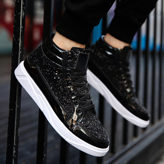 Damen Hochglänzende Sneaker mit glitzerndem Obermaterial und rutschfester Sohle EB